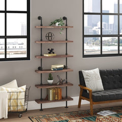 6 Shelf Bookcases Open Frame Six Tiers of Shelf Space for Displaying a Book Collection, Framed Photos
