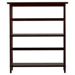 Espresso Wood Etagere Bookcase Two Shelves, X-Frame Side Braces, and an Open Back Design. For a Classic Arrangement in your Living Room