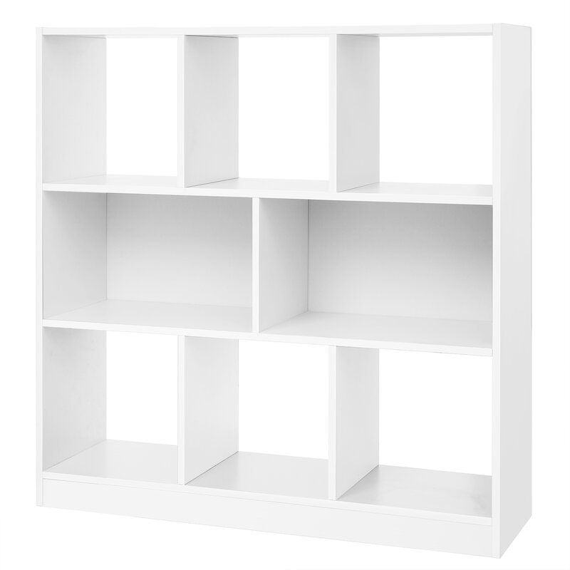 White Bookcase 6 Open Slots and 2 Compartments with Back Panels That you Can Fill Books, Souvenir, and Décor
