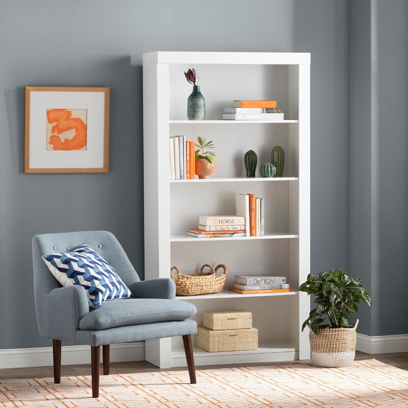 Standard Bookcase Five Spacious Shelves Provide Perfect Platforms for Displaying Framed Photos, Collected, or Rows of your Favorite Reads