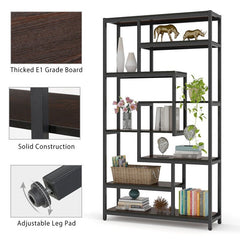 Metal Standard Bookcase Seven Shelves in Two Different Sizes 8 Open Staggered Shelves Offer a Generous Amount of Space