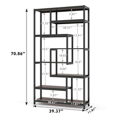 Metal Standard Bookcase Seven Shelves in Two Different Sizes 8 Open Staggered Shelves Offer a Generous Amount of Space