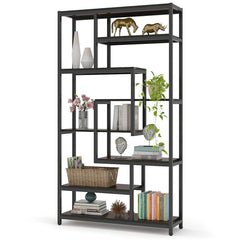 Metal Standard Bookcase Seven Shelves in Two Different Sizes 8 Open Staggered Shelves Offer a Generous Amount of Space