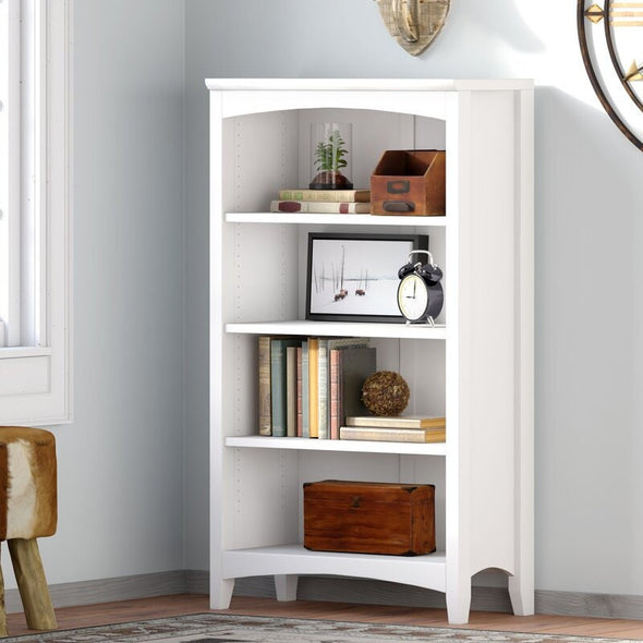 White Standard Bookcase Space-Efficient While Providing you with the Storage that you Need Multi-Step Bookcase