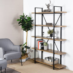 5 Shelves Steel Etagere Bookcase to Your Living Room and Instantly Create a Decorative Display with your Potted Plants and Framed Photos