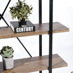 5 Shelves Steel Etagere Bookcase to Your Living Room and Instantly Create a Decorative Display with your Potted Plants and Framed Photos