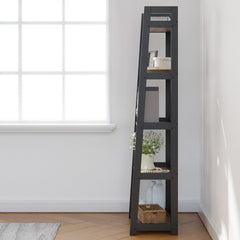 Black and Brown Ladder Bookcase Five-Tier Ladder Bookcase Maximizes Space for all your Storage Needs and Great for Plants, Trophies, Photos