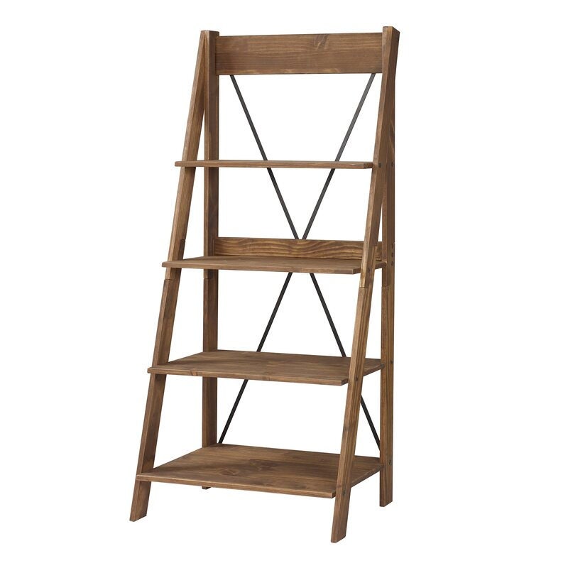 Brown Ladder Bookcase Potted Plants to Laundry Baskets, to Books, There are so Many Ways to Use This Rustic Ladder Bookcase