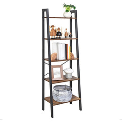 Brown Steel Ladder Bookcase Ladder Shelf is Suitable for any Room Perfect Match and Keep your Home Organized
