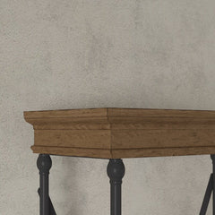Natural Brown Etagere Bookcase Five Tiers Display Space Crossed Back Support and the Tubular Metal Frame