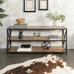 Barnwood Etagere Bookcase Three Shelves Perfect for Tucking Away Accessories in the Foyer or Displaying Potted Plants and Family Photos