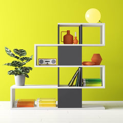 Anthracite Geometric Bookcase Store Books, Display Decorative Accents, and Keep your Potted Plants Versatile Display Space