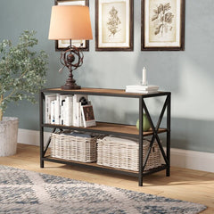 Barnwood Steel Etagere Bookcase Open Shelving for your Items, From your Books to Your Favorite Décor Three Shelf Bookcase