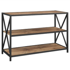 Barnwood Steel Etagere Bookcase Open Shelving for your Items, From your Books to Your Favorite Décor Three Shelf Bookcase