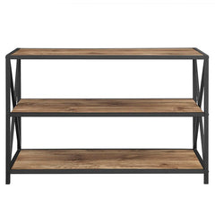 Barnwood Steel Etagere Bookcase Open Shelving for your Items, From your Books to Your Favorite Décor Three Shelf Bookcase