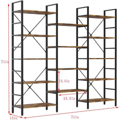5 Shelves Steel Library Bookcase Open Space Bookshelf Provides Extra Space Enough for Photo Albums, Books, and Toys. The X-Shaped