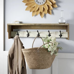 Nicola Wall Mounted Coat Rack A smooth top shelf provides additional storage and display option