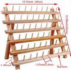 Wooden Thread Holder Sewing and Embroidery Thread Rack and Organizer Thread Rack for Sewing with Hanging Hooks 60-Spool