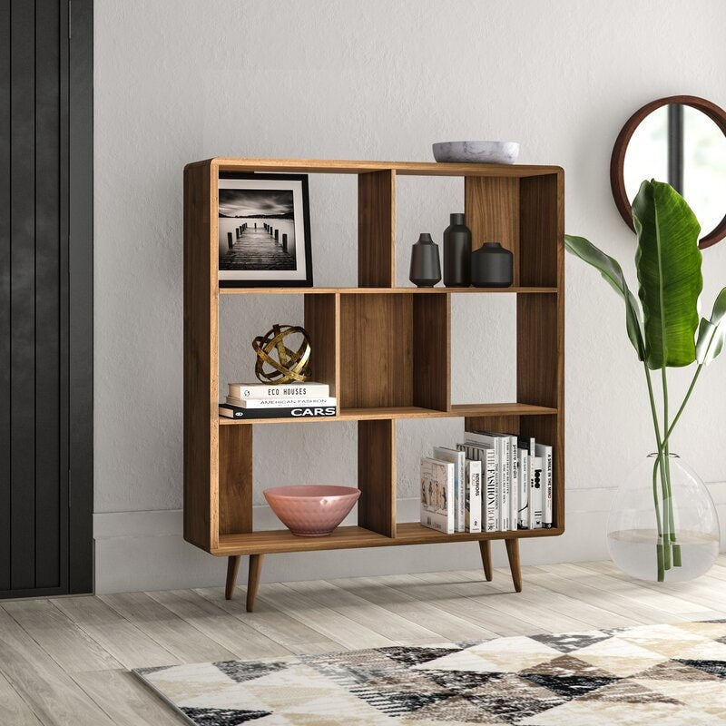 Cube Bookcase Open Back Panels Display Decorative Accents, Framed Family Photos, Books Square Compartments