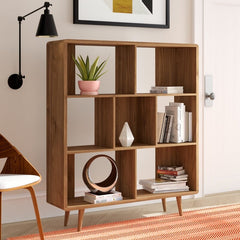 Cube Bookcase Open Back Panels Display Decorative Accents, Framed Family Photos, Books Square Compartments