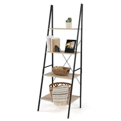 Ladder Bookcase Great in your Living Room, Office, or Den 4 Versatile Shelves can be Used for Decorative, Storage, and Organizational