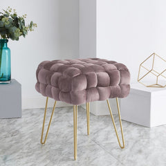 Velvet Tufted Square Cocktail Ottoman Comfortable Seat. This Ottoman is Both Soft and Stylish Perfect Addition to any Room