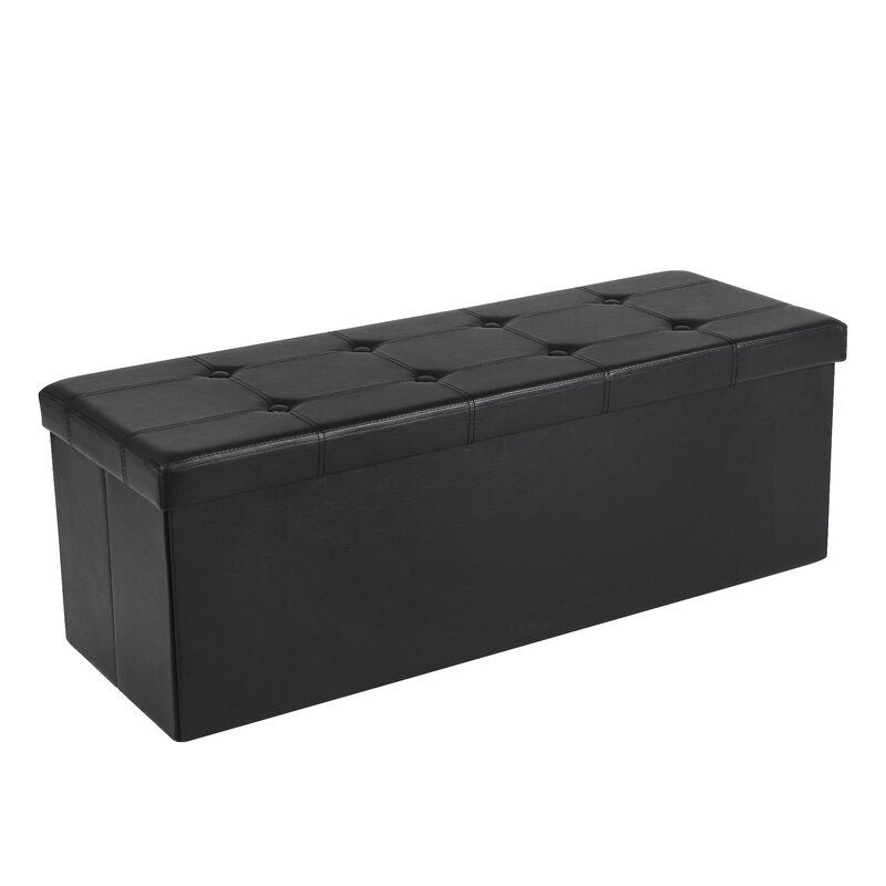 Faux Leather Tufted Rectangle Storage Ottoman with Storage Storage Space Inside for Blankets, Board Games