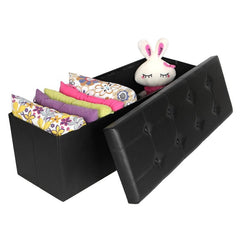 Faux Leather Tufted Rectangle Storage Ottoman with Storage Storage Space Inside for Blankets, Board Games
