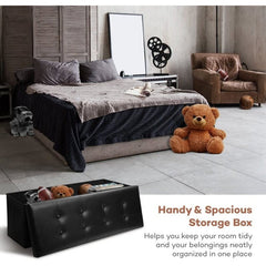 Tufted Rectangle Cube Ottoman with Storage Storage Trunk to Organize Books, Clothes, Blankets, Toys, Multi-Purpose Storage