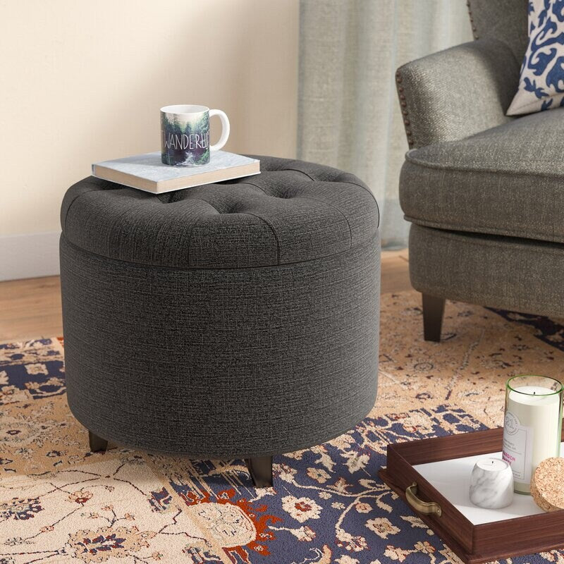 Tufted Round Storage Padded with Foam Ottoman Hidden Storage Compartment That Lets you Stash
