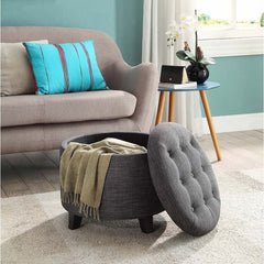 Tufted Round Storage Padded with Foam Ottoman Hidden Storage Compartment That Lets you Stash