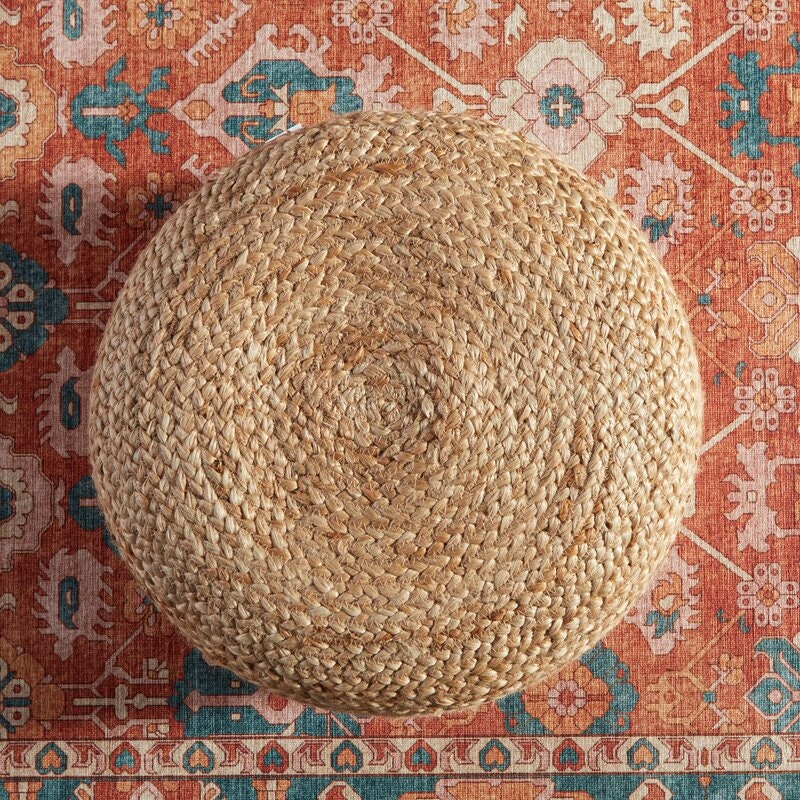 Round Pouf Ottoman Organic Accent To Any Space Seating, a Side Table or Coffee Table, or a Footrest
