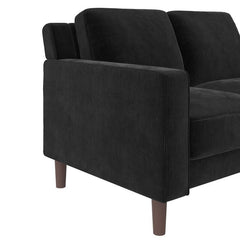 Velvet Square Arm Loveseat Pocket Coil Seating, Padded Armrests, Generous Cushioning, and a Sturdy Wood Frame