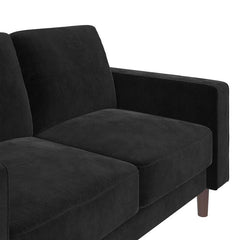 Velvet Square Arm Loveseat Pocket Coil Seating, Padded Armrests, Generous Cushioning, and a Sturdy Wood Frame