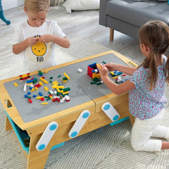 Kids Rectangular Interactive Table 200+ Building Bricks 360-Degree Play Space Allows Multiple Kids To Play Together