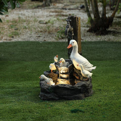 Resin Duck Family Patio Fountain your Outdoor Living Area with this Family of Ducks Taking a Bath in your Patio Fountain