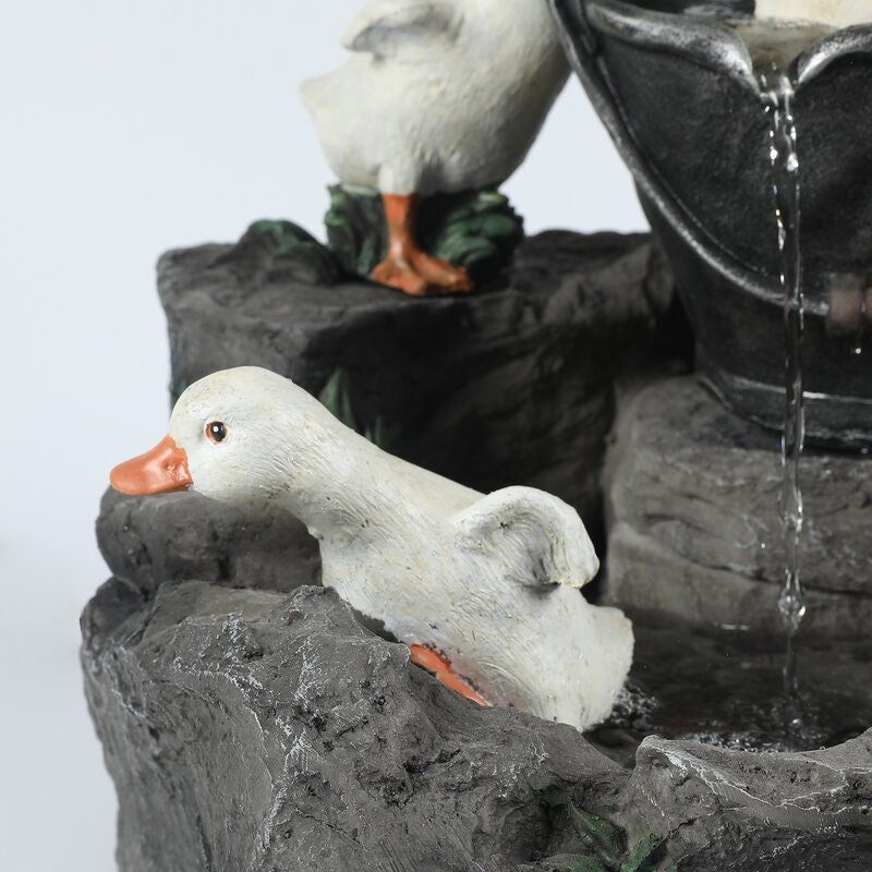 Resin Duck Family Patio Fountain your Outdoor Living Area with this Family of Ducks Taking a Bath in your Patio Fountain