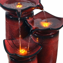 Resin Pot Fountain with Light Turn your Home's Outdoor Area Into a Relaxing Oasis with This Outdoor 3-Tier Glazed Pot Floor Fountain