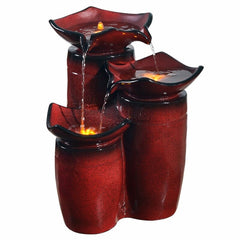 Resin Pot Fountain with Light Turn your Home's Outdoor Area Into a Relaxing Oasis with This Outdoor 3-Tier Glazed Pot Floor Fountain