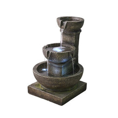 Resin Outdoor Waterfall Relaxing Soothing Fountain with Light 3-Tier Bowl Garden Fountain is Suitable for Decor Indoor and Outdoor