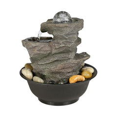 Resin 4-Tier Cascading Rock Falls Tabletop Water Relaxation Fountain with Light Portable, Great for Décor in Any Rooms