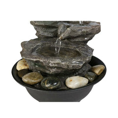 Resin 4-Tier Cascading Rock Falls Tabletop Water Relaxation Fountain with Light Portable, Great for Décor in Any Rooms