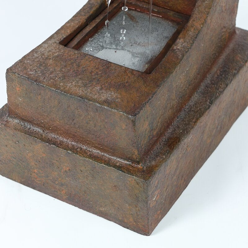Resin Pagoda Fountain with Light Meditative Casis in your Garden or Patio with the Cascading Water Music