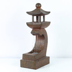 Resin Pagoda Fountain with Light Meditative Casis in your Garden or Patio with the Cascading Water Music