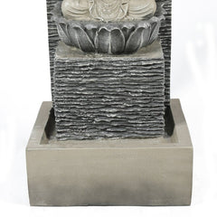Buddha with Pedestal Patio Fountain with LED Light Perfect to your Outdoor Living area with this Gorgeous Buddha Patio Fountain