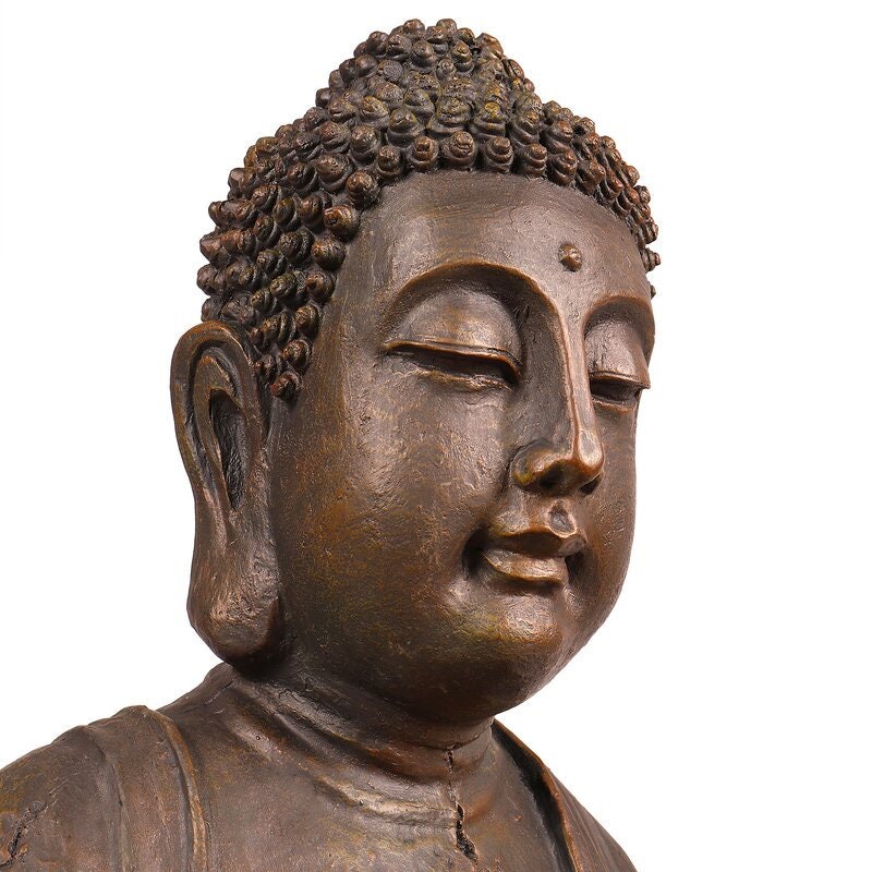 Fiberglass Outdoor Meditating Buddha Fountain with Light Keep Water Flowing Great in Your Yard or Garden, or Placed On Your Deck or Porch