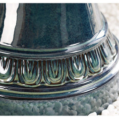 Teal Ceramic Shiloh Fountain 3-Tiered Fountain. The Water Gently Emerges From The Top Bubbler Before Falling Into Three Tiers