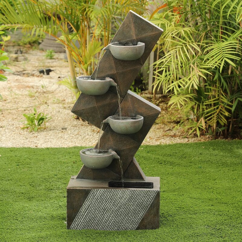 Resin Tiered Pots Fountain Perfect for Outdoors The Sound And Sight Of Bubbling Water Are Sure To Help Tie The Serene Garden Together