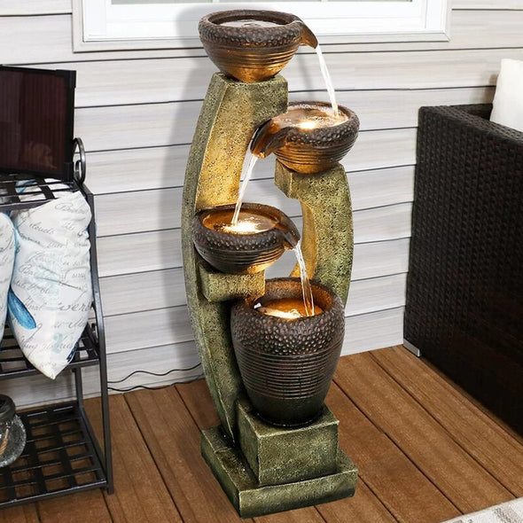 Resin Fountain with Light  To Any Indoor And Outdoor Decor Bring Elements Of Peace, Serenity, And Class To Your Garden, Patio, Porch