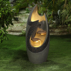 Cement Fountain with Light Your Outdoor Living Area with This Beautiful Curvy Sculpture Contemporary-Modern Styled Fountain